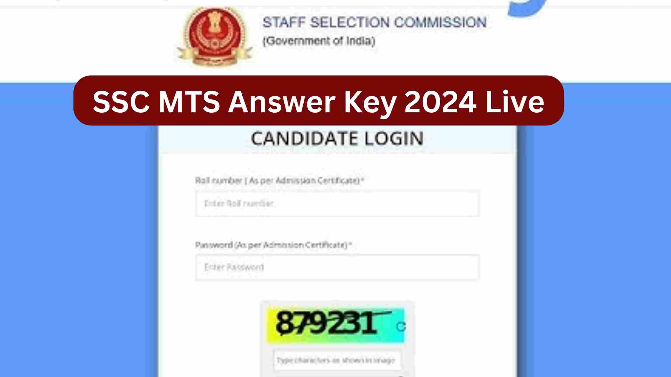 SSC MTS Answer Key 2024 Live एसएससी एमटीएस उत्तर कुंजी 2024 जारी, @ssc.gov.in