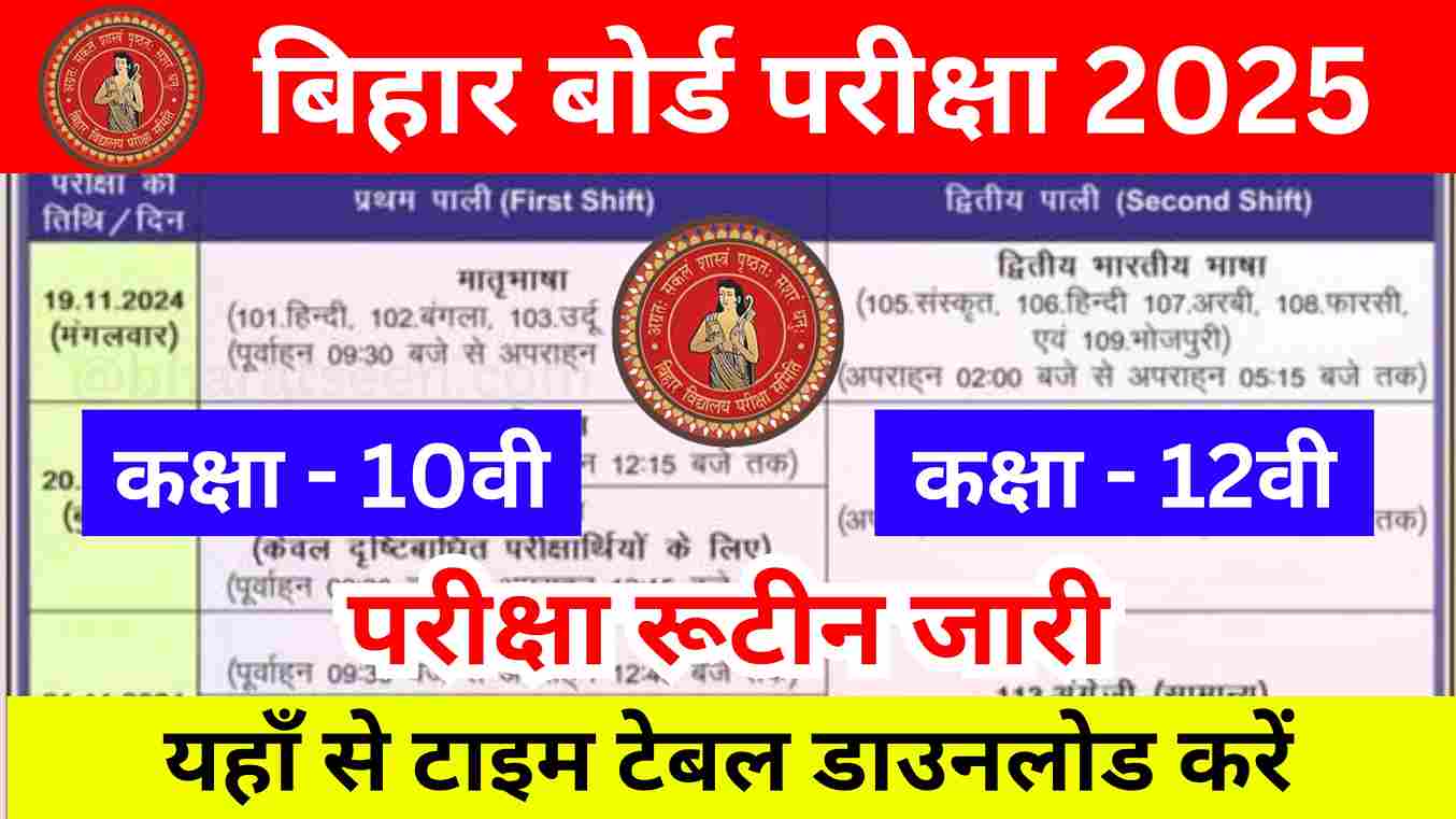 Bihar Board Matric Inter Time Table 2025 Official Update बिहार बोर्ड मैट्रिक इंटर परीक्षा तिथि 2025 जारी, यहां से देख परीक्षा तिथि