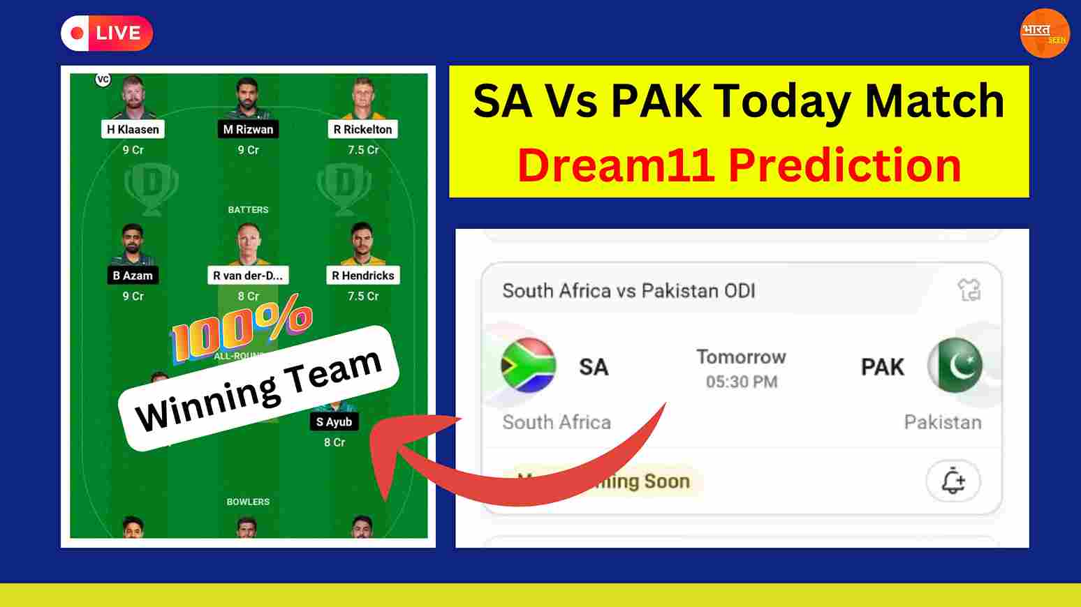 SA Vs PAK Today Match Dream11 Prediction, 1st ODI पिच रिपोर्ट, प्लेइंग 11, Dream11 WIN टीम साउथ अफ्रीका बनाम पाकिस्तान