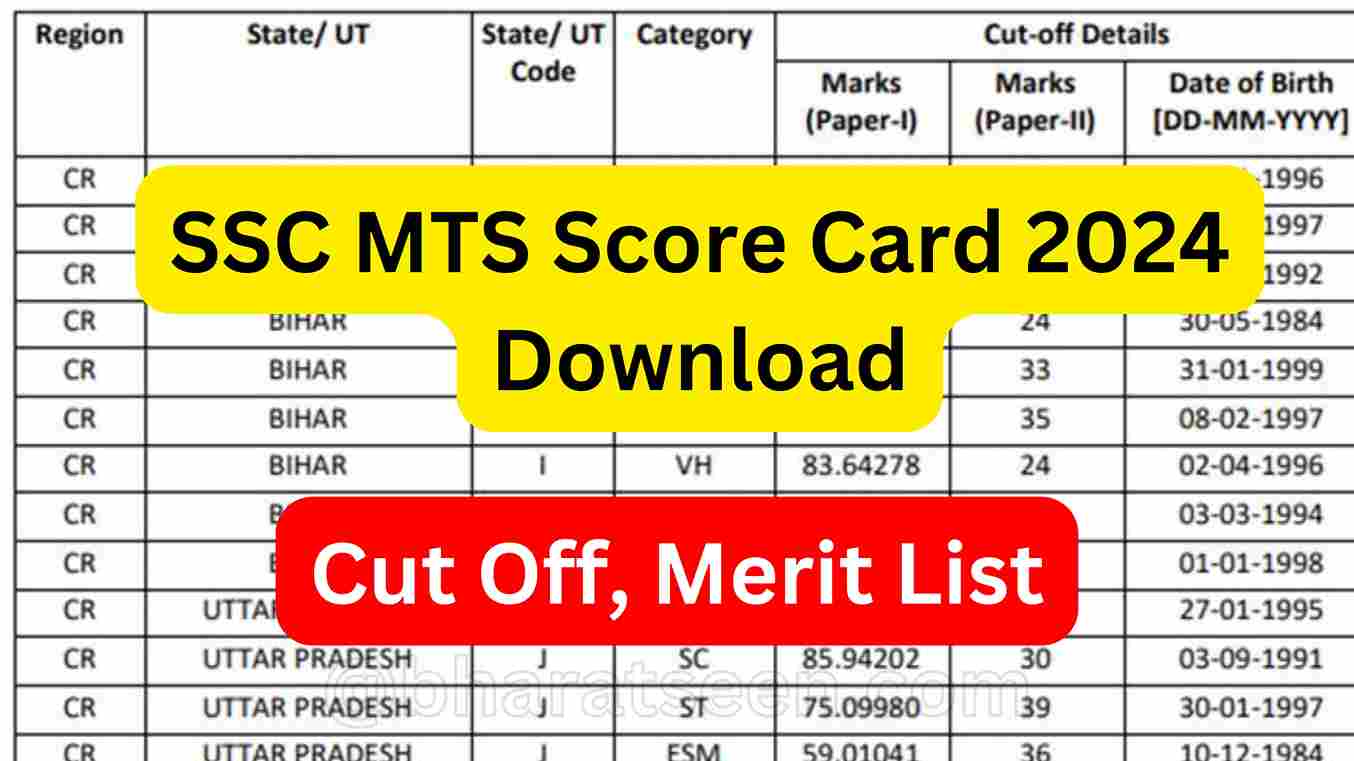 SSC MTS Score Card 2024 Download एसएससी एमटीएस रिजल्ट 2024 को लेकर बड़ी खुशखबरी