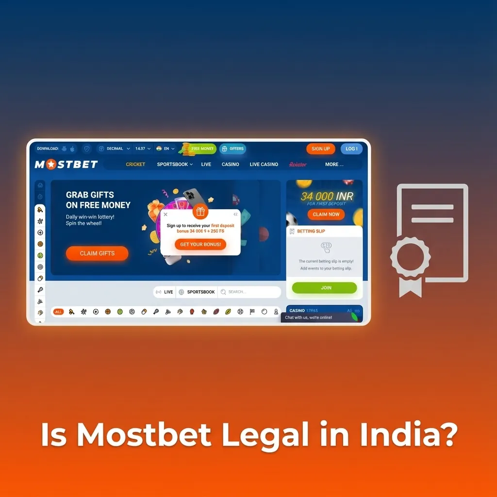 Infographic explaining Mostbet’s Curacao licence and legality for Indian users over 18, subject to local state rules