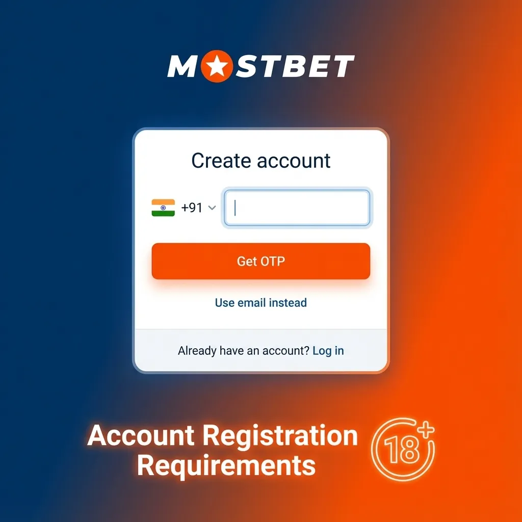 Illustrated checklist of India account registration rules: 18+ age, real personal details, one account, valid contacts, accept terms.