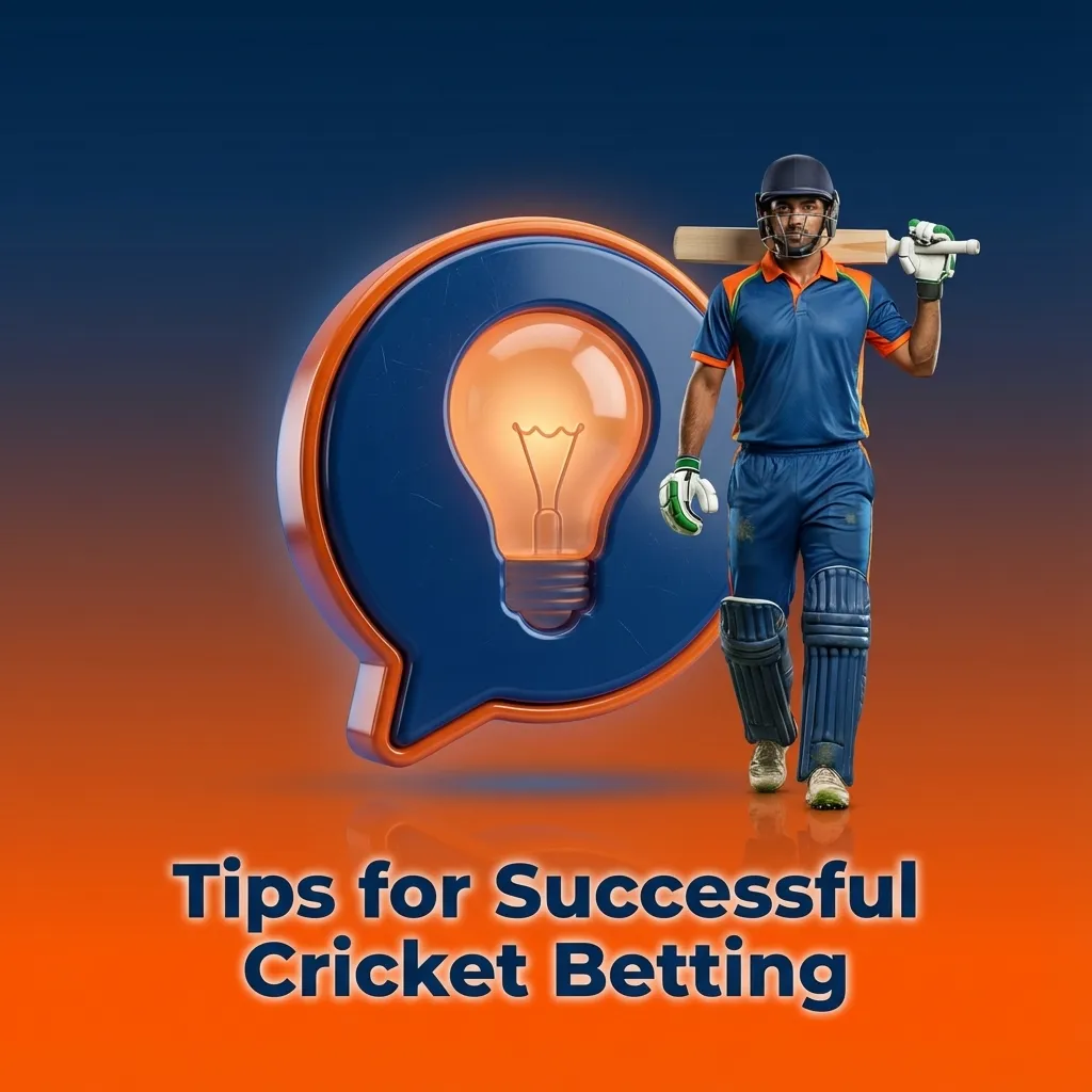 Flat illustration of a bettor checking cricket stats and odds on a mobile app with charts, pitch icons and money symbols