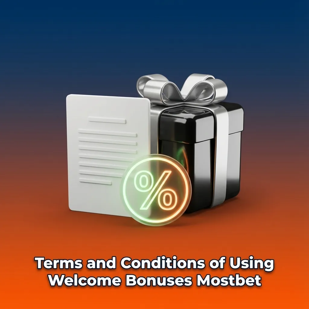 Infographic titled “Terms and Conditions of Using Welcome Bonuses Mostbet” listing key rules and wagering requirements